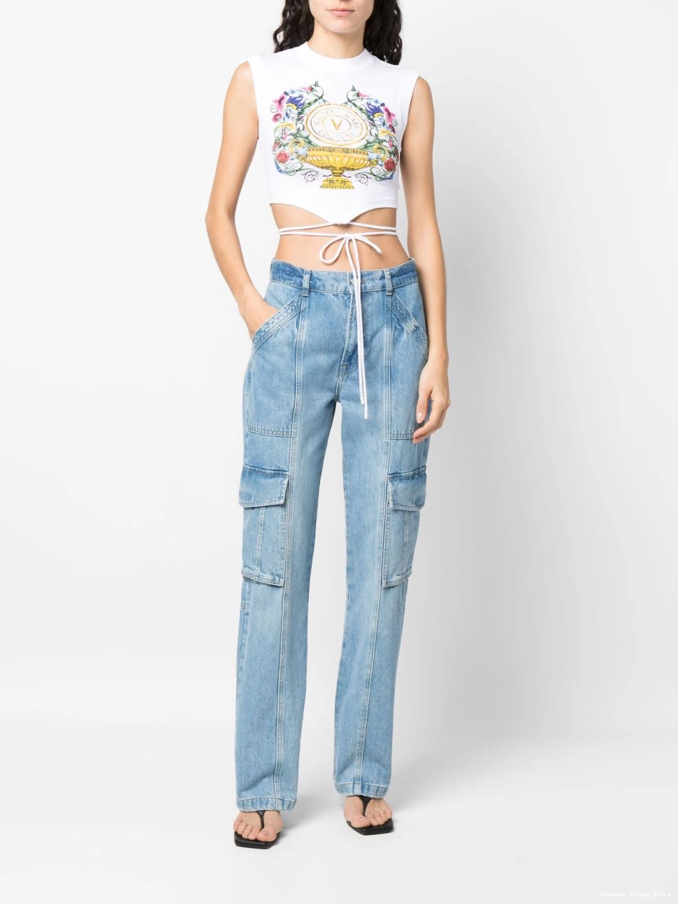 Affordable top Versace Women sleeveless Jeans Couture logo-print 0630